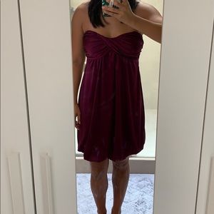 Purple strapless bubble dress